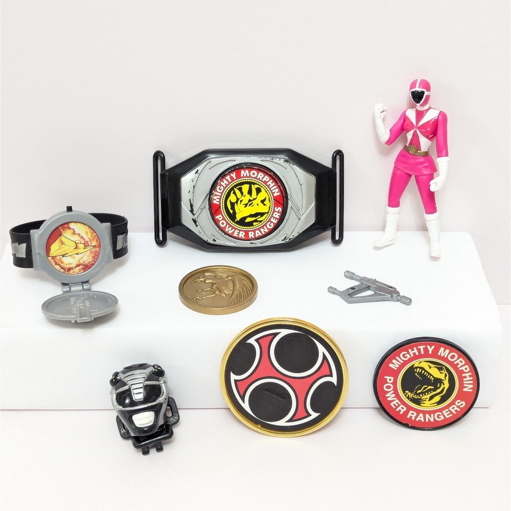 Vtg Power Rangers Miscellaneous Accessories Lot Badges McDonald's Buckle As Is
